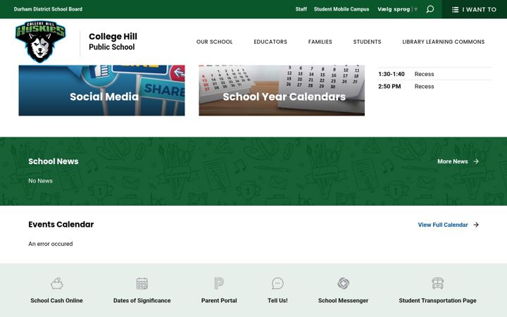 Screenshot of collegehill.ddsb.ca