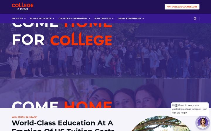 Snímek obrazovky collegeinisrael.org