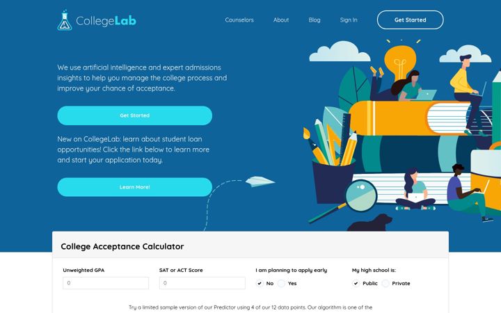 Snímek obrazovky collegelab.org