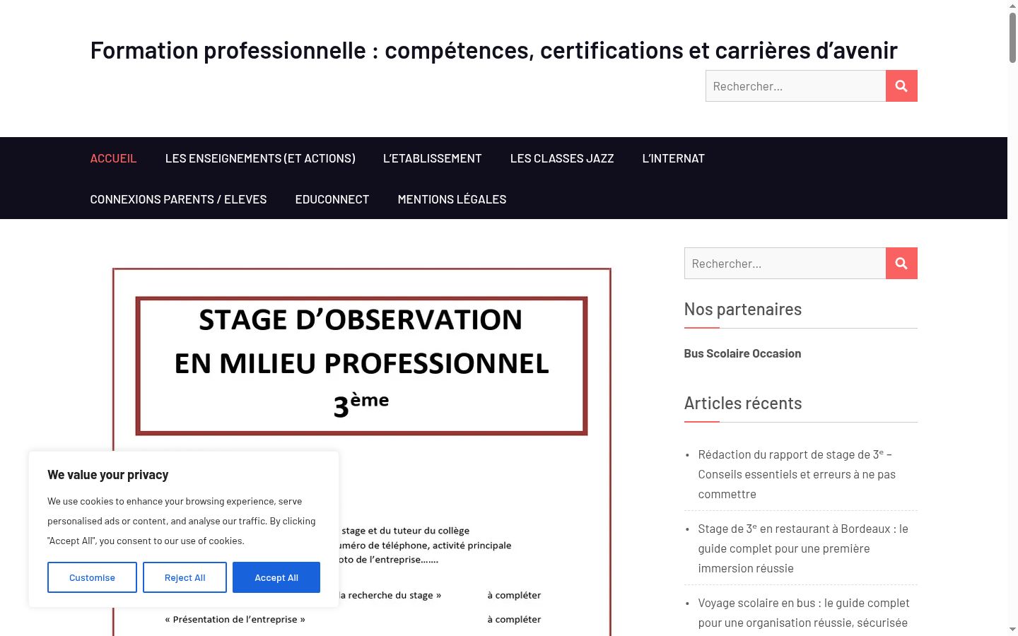 Captura de ecrã do banner de consentimento apresentado antes de qualquer interação