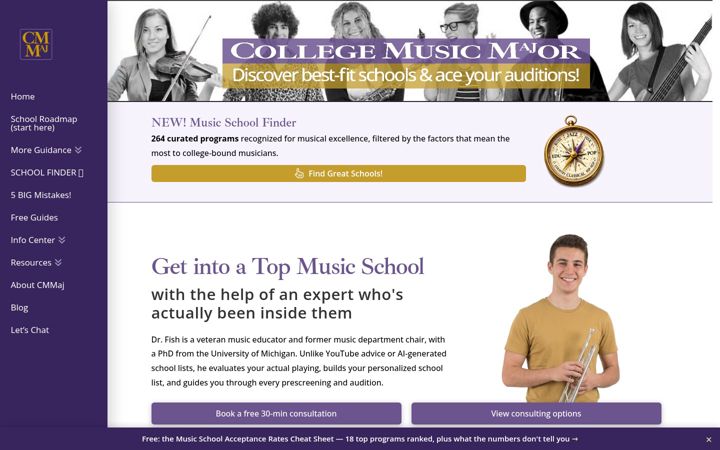 Screenshot of collegemusicmajor.com