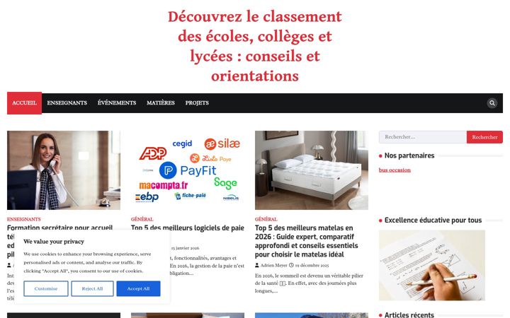 Screenshot of collegenicolasfouquet.fr
