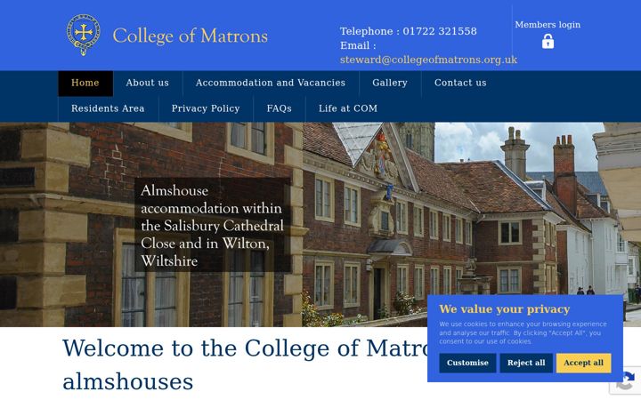 Screenshot of collegeofmatrons.org.uk