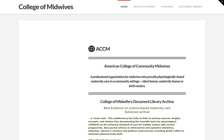 Screenshot of collegeofmidwives.org