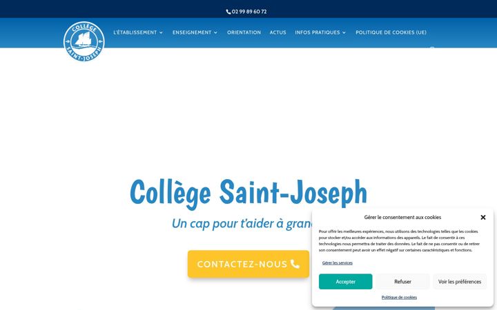 Skjámynd af collegesaintjosephcancale.org