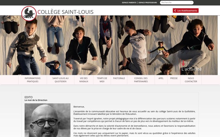 Skjámynd af collegesaintlouis.org