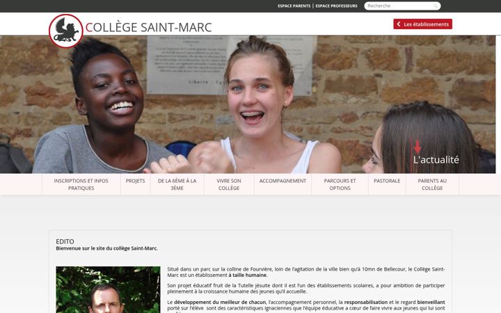 Skjámynd af collegesaintmarc.org