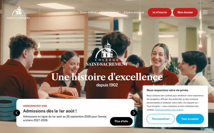 Screenshot of collegesaintsacrement.qc.ca
