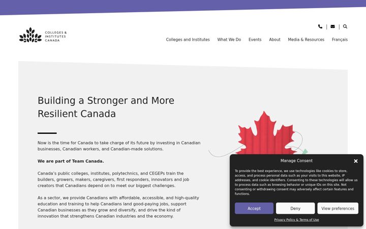 Screenshot of collegesinstitutes.ca