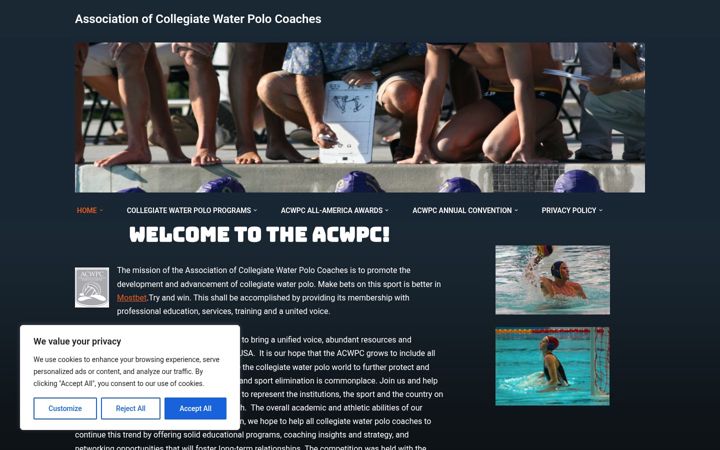 Screenshot of collegewaterpolocoach.org