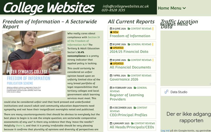 Screenshot of collegewebsites.ac.uk