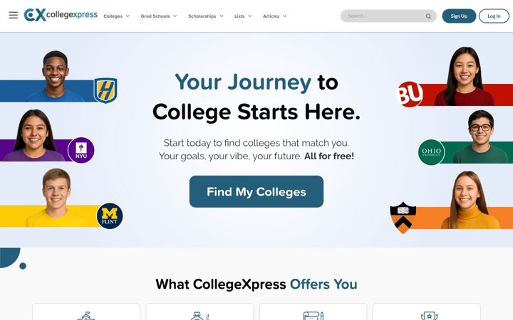 Screenshot of collegexpress.com