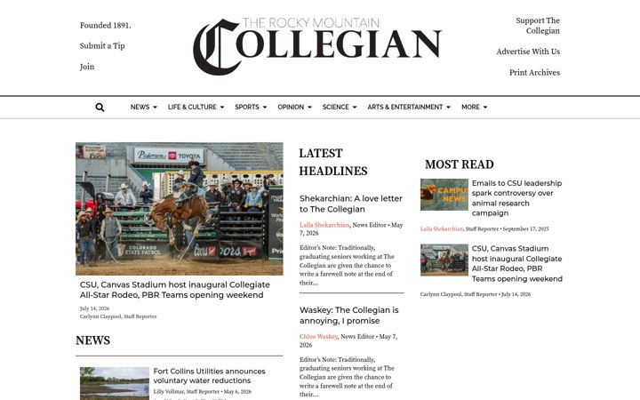 Capture d'écran de collegian.com