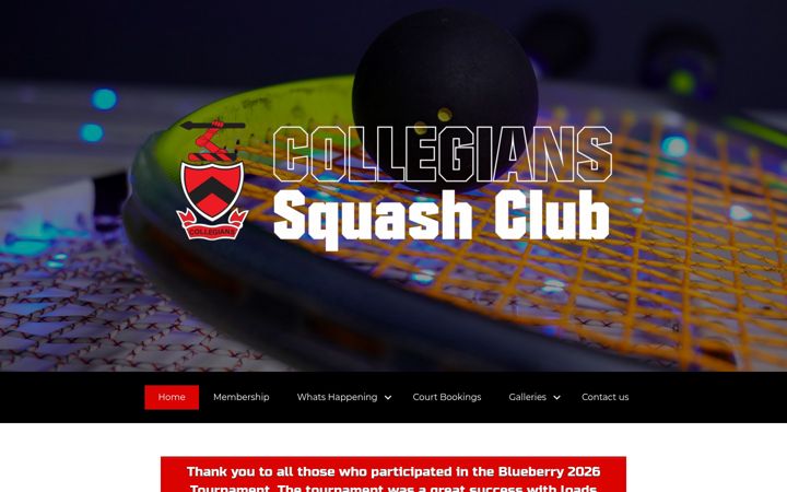 Skärmbild av collegianssquash.co.za