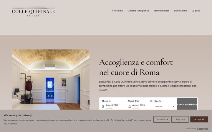 Screenshot of collequirinalesuites.it