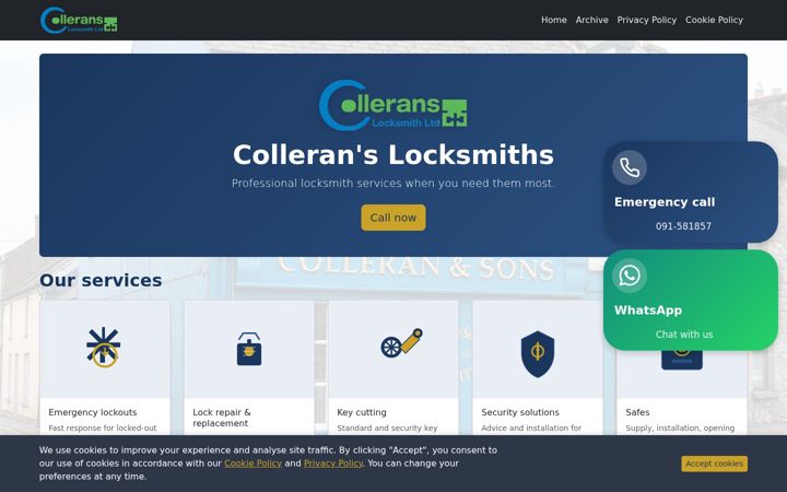 Screenshot of colleranslocksmiths.com