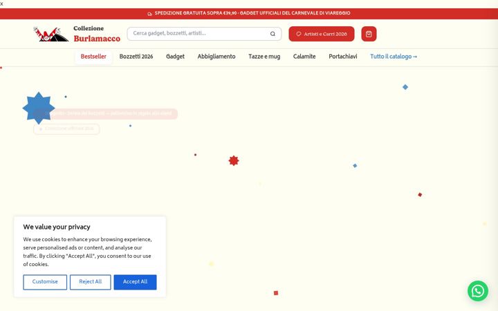 Screenshot stránky collezioneburlamacco.it