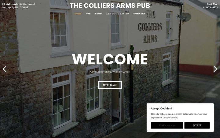 Screenshot of collierspub.com