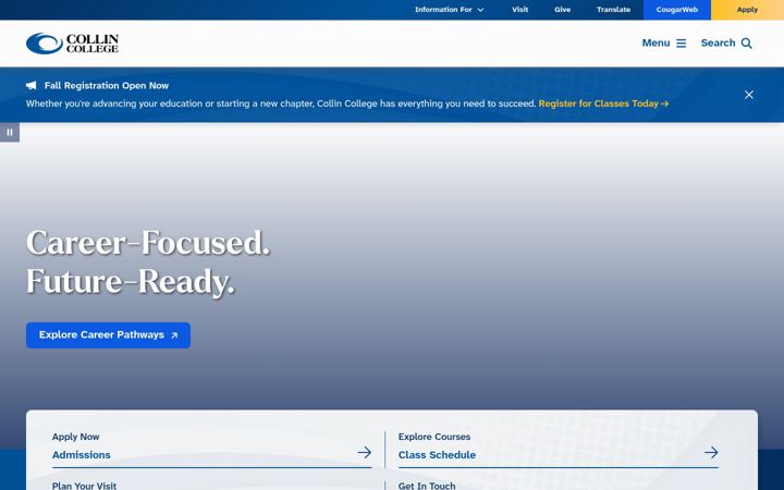 Screenshot of collin.edu