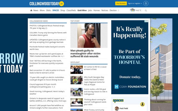 Screenshot of collingwoodtoday.ca