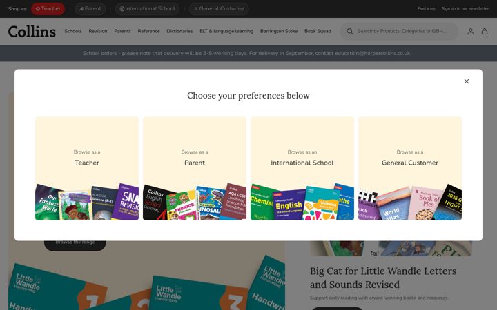 Screenshot of collins.co.uk