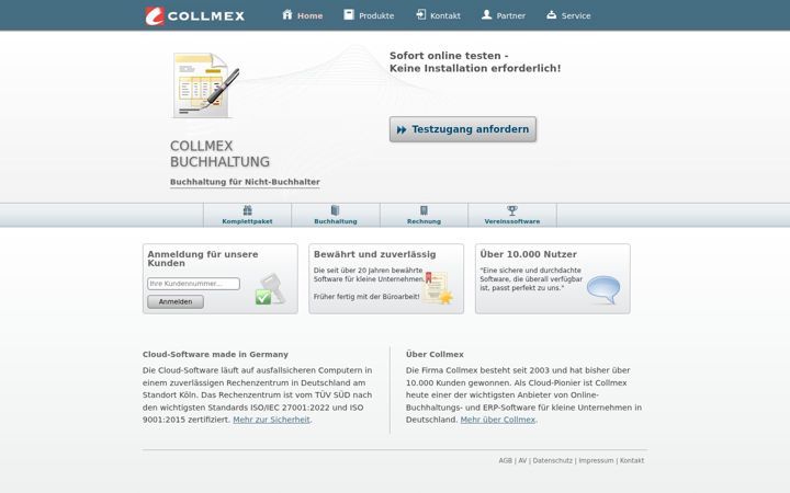 Screenshot of collmex.de