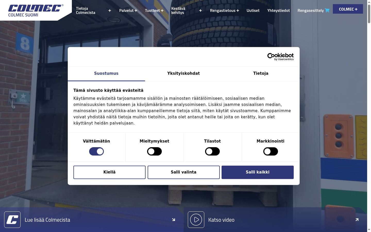 Screenshot del banner di consenso mostrato prima di qualsiasi interazione