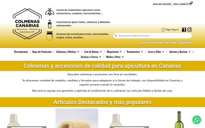 Screenshot of colmenascanarias.es