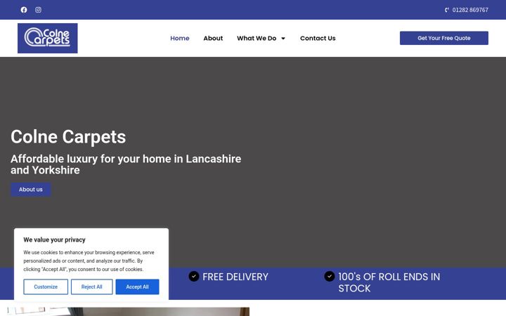 Screenshot of colnecarpets.uk