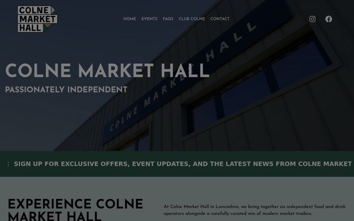 Screenshot of colnemarkethall.co.uk