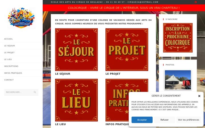 Screenshot of colocirque.fr