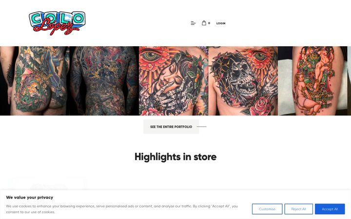 Screenshot of cololopeztattoo.com