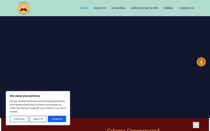 Screenshot of colomacampground.com