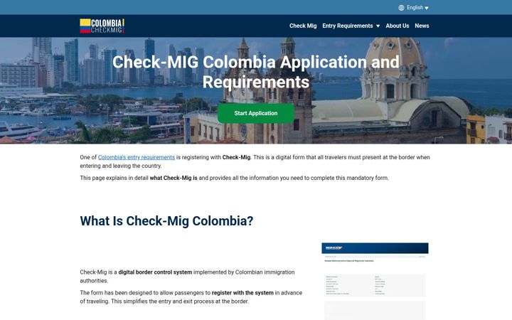 Screenshot of colombia-checkmig.com