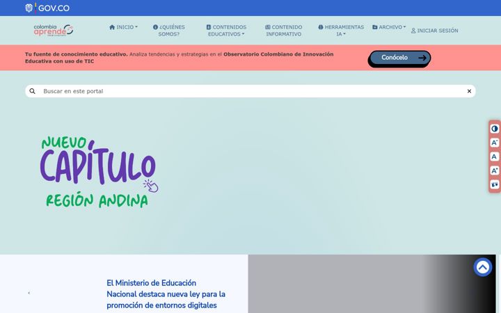 Screenshot of colombiaaprende.edu.co
