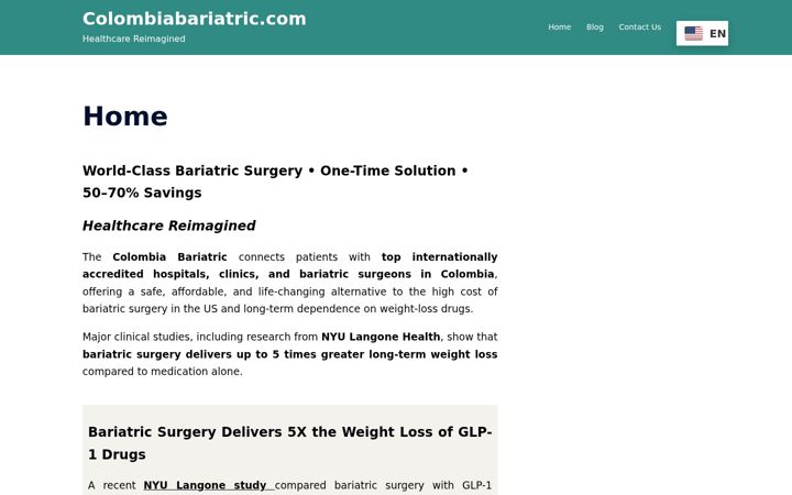 Screenshot of colombiabariatric.com