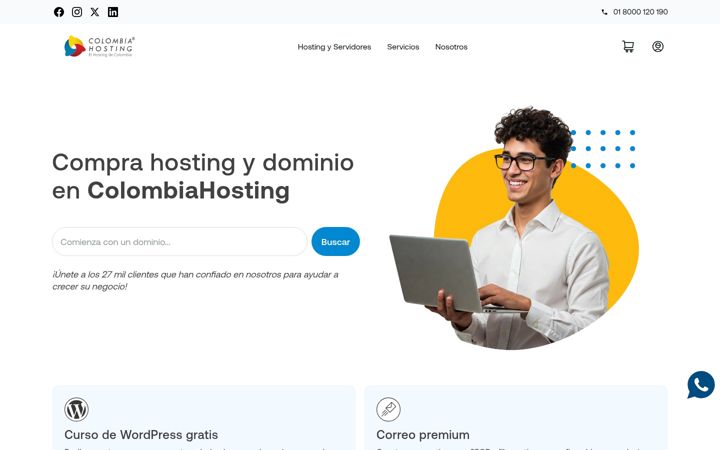 Capture d'écran de colombiahosting.com.co