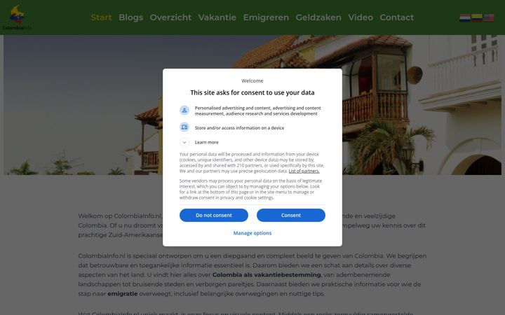 Captura de pantalla de colombiainfo.nl