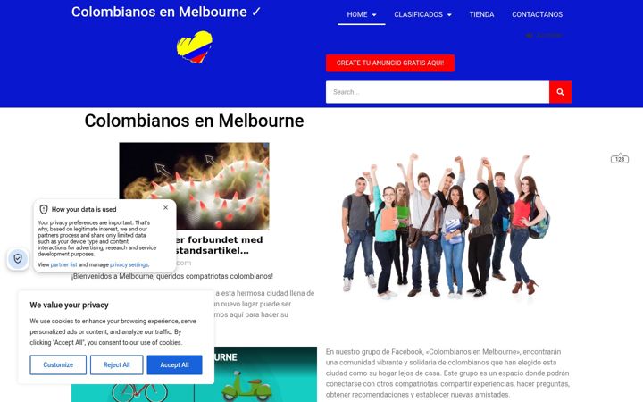 Screenshot of colombianosenmelbourne.com.au