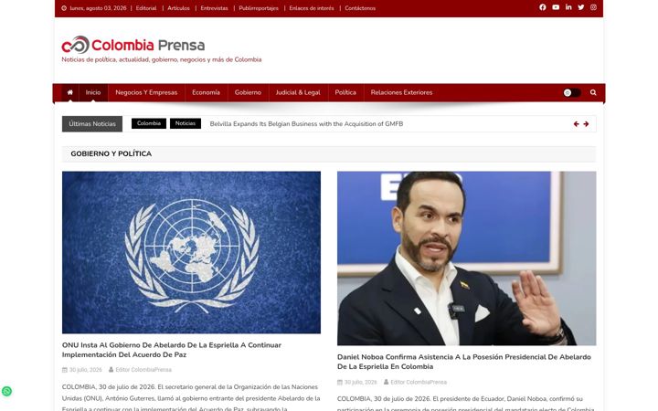 Capture d'écran de colombiaprensa.com.co