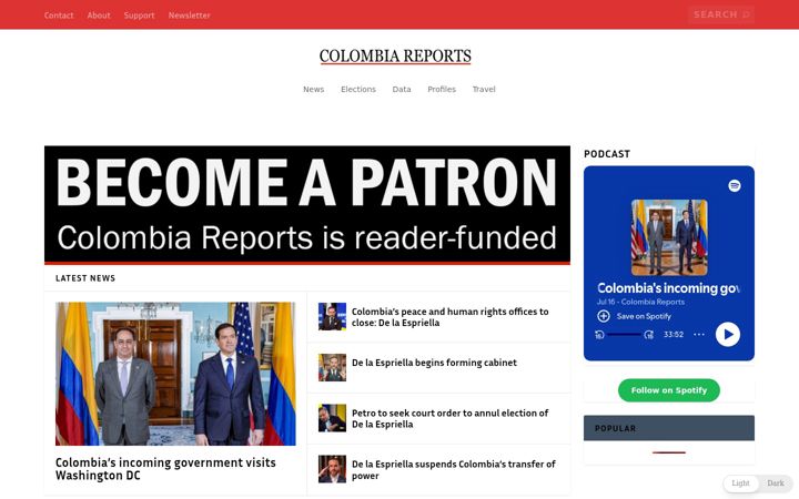 Screenshot of colombiareports.com