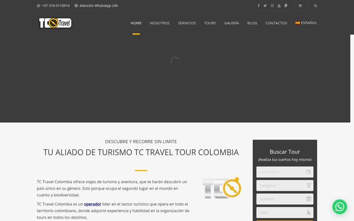 Screenshot of colombiatctravel.com