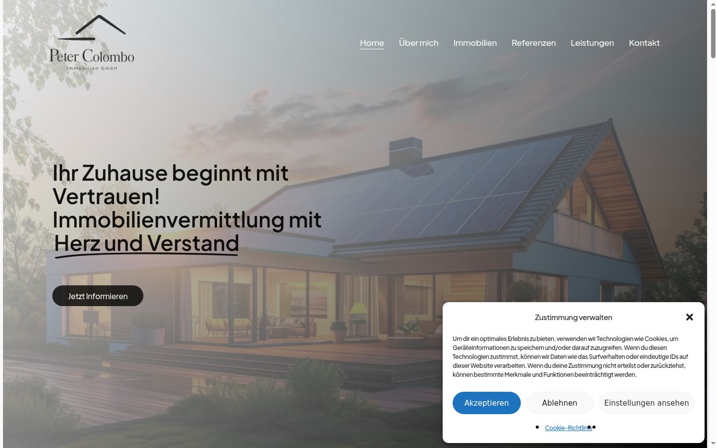 Screenshot des Einwilligungsbanners vor jeglicher Interaktion