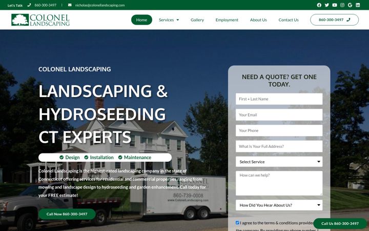 Screenshot of colonellandscaping.com