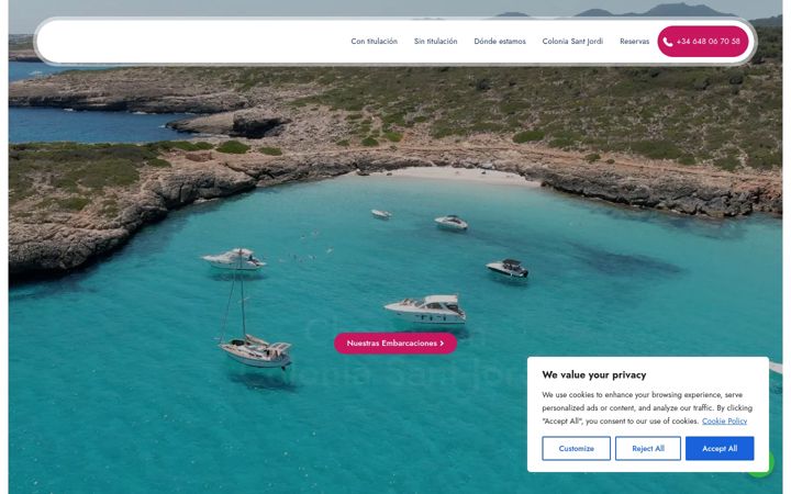 Screenshot of coloniaboatcharter.com