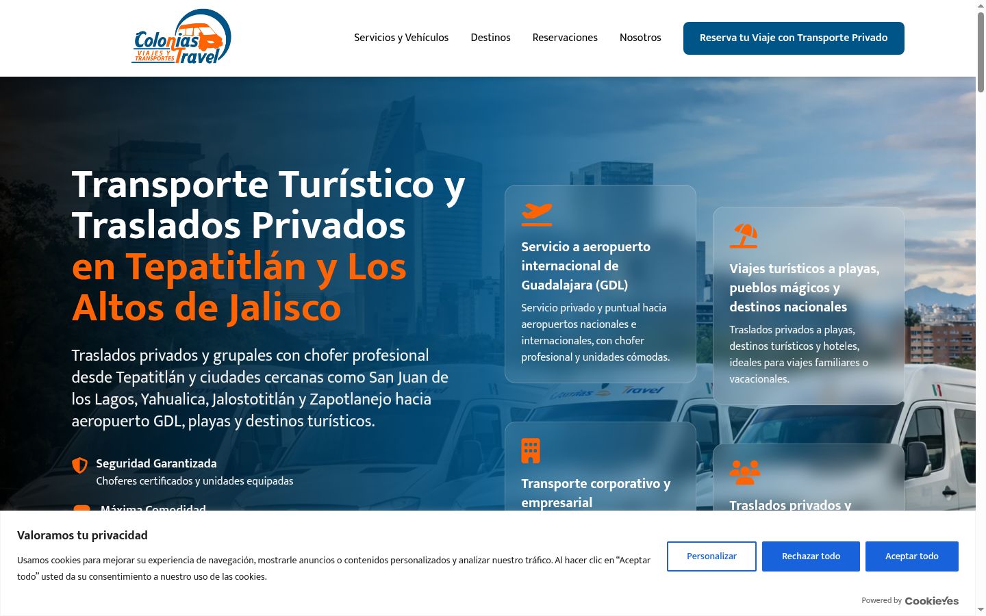 Captura de ecrã do banner de consentimento apresentado antes de qualquer interação