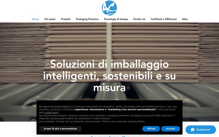 Screenshot of colonnapackaging.com
