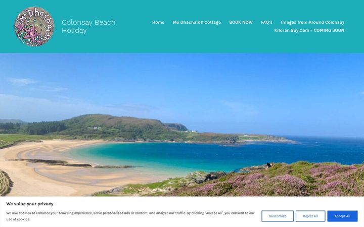 Screenshot of colonsaybeachholiday.co.uk
