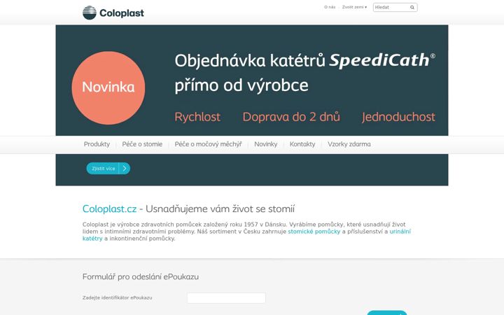 Snimka zaslona za coloplast.cz
