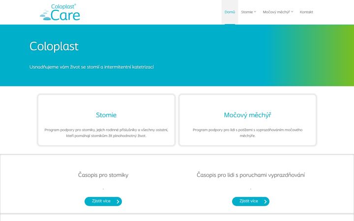 Snimka zaslona za coloplastcare.cz